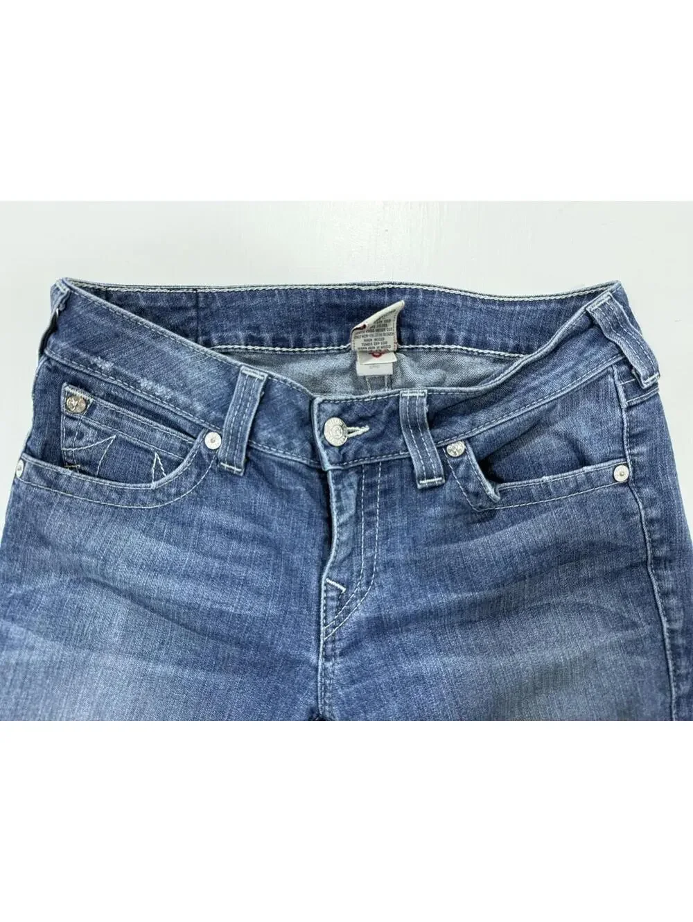 True Religion Jeans Mens 31 Boot Cut World Tour Blue Stretch Denim Made USA